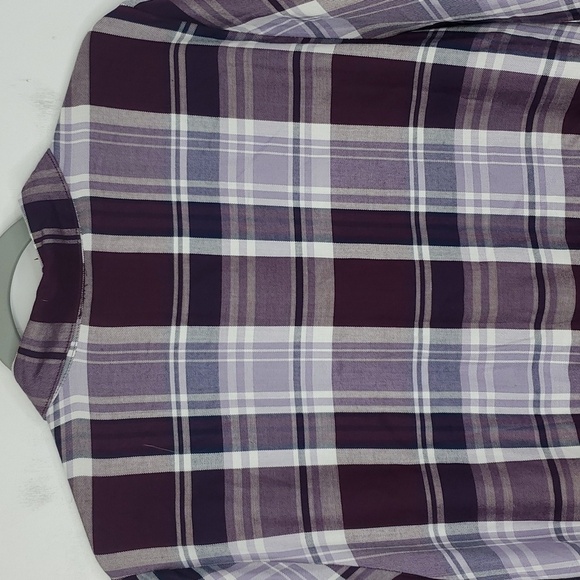 Catherines Button Down Shirt Long Sleeve Plaid Peplum Waist Purple WOmens 0X - Picture 7 of 10
